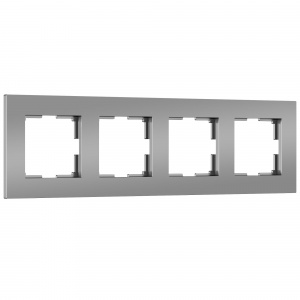 W0042965/ Рамка на 4 поста Slab (серебро матовый)
