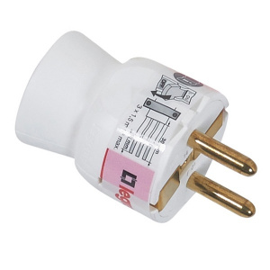 Вилка с/з 16А прямой ввод (бел) Legrand