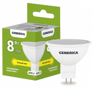 ЛСД (LED) MR-16 220v 8Вт  3000К  GENERICA