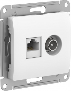 Glossa Белый Розетка TV+RJ45, кат.5E