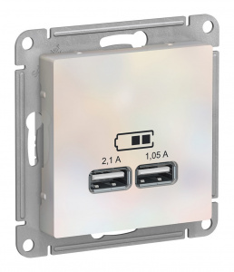 AtlasDesign Жемчуг Розетка USB 2-ая, 5В, 2,1 А