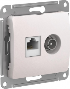 Glossa Перламутр Розетка двойная ТВ + компьютерная RJ45, кат. 5Е, механизм