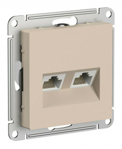 AtlasDesign Песочный Розетка компьютерная 2-ая RJ45+RJ45, кат.5E