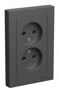 AtlasDesign Базальт Розетка двойная без заземления,16А, в сборе