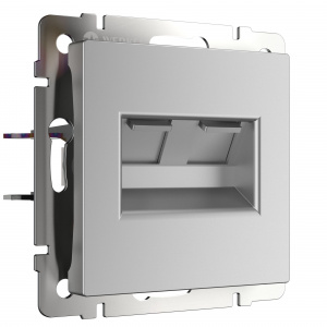 Werkel Розетка двойная Ethernet RJ45 серебряная WL06-RJ45+RJ45